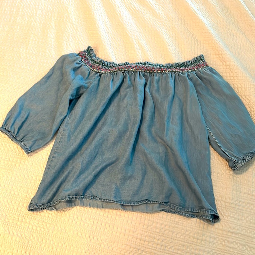 Blue Off the Shoulder Top